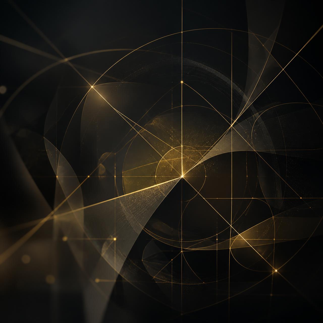 Abstract gold line geometry representing an inner operating system of thoughts, patterns and identity